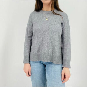 tahari buttery soft high low crewneck sweater stone gray size s